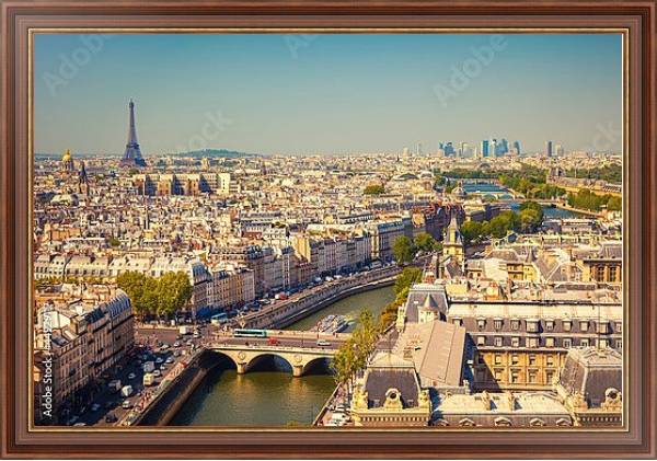 Постер Панорама Парижа с типом исполнения На холсте в раме в багетной раме 35-M719P-83