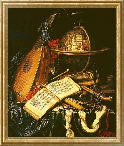 Постер Still Life with Musical Instruments с типом исполнения На холсте в раме в багетной раме NA033.1.051