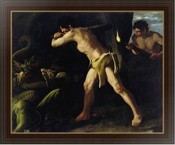 Постер Hercules Fighting with the Lernaean Hydra, c.1634 с типом исполнения На холсте в раме в багетной раме 1.023.151