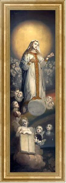 Постер Богоматерь в окружении ангелов с типом исполнения На холсте в раме в багетной раме NA033.1.051