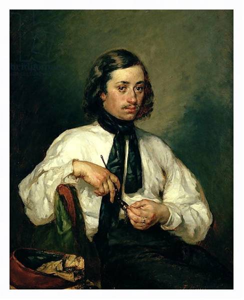 Постер Portrait of Armand Ono, known as The Man with the Pipe, 1843 с типом исполнения На холсте в раме в багетной раме 221-03