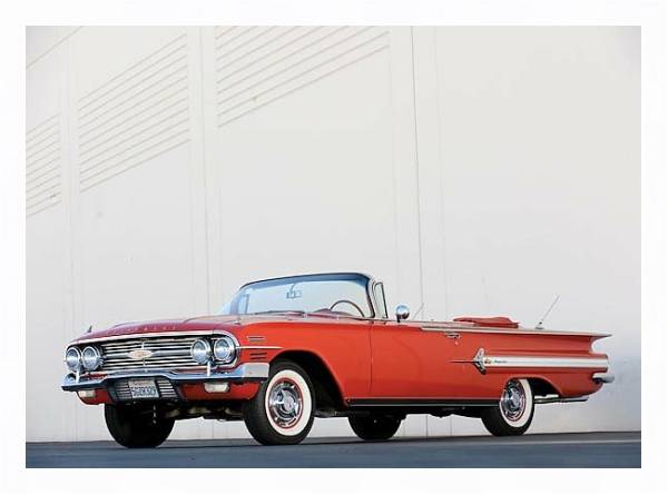 Постер Chevrolet Impala 348 Special Turbo-Thrust Convertible '1960 с типом исполнения На холсте в раме в багетной раме 221-03