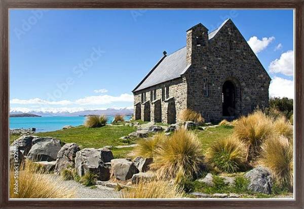 Постер Новая Зеландия. Озеро Текапо с типом исполнения На холсте в раме в багетной раме 221-02