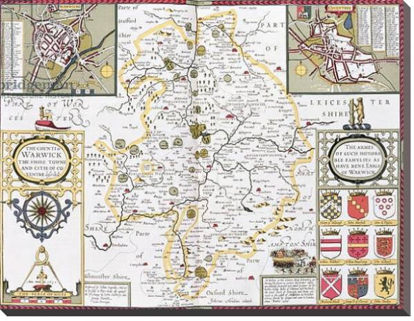 Постер The County of Warwick, the Shire Town and the City of Coventry, 1611-12 с типом исполнения На холсте без рамы