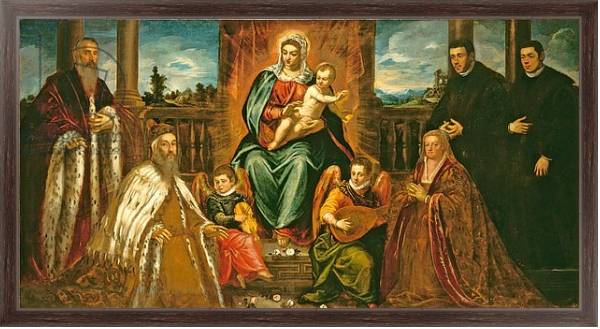 Постер Doge Alvise Mocenigo and Family before the Madonna and Child, c.1573 с типом исполнения На холсте в раме в багетной раме 221-02