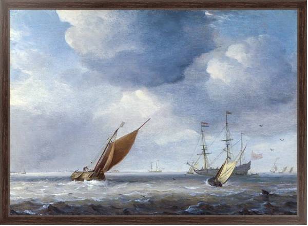 Постер Малые голландские корабли в бриз с типом исполнения На холсте в раме в багетной раме 221-02