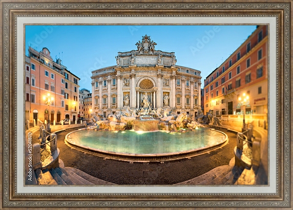 Постер Италия, Рим, фонтан Треви с типом исполнения На холсте в раме в багетной раме 595.M52.330