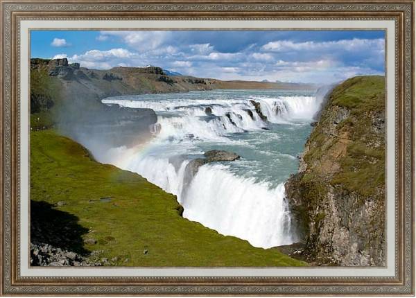 Постер Водопад Гюдльфосс. Исландия с типом исполнения На холсте в раме в багетной раме 595.M52.330