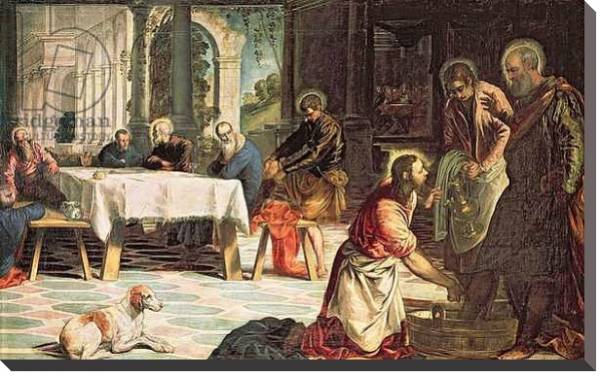 Постер Christ Washing the Feet of the Disciples, detail of the right hand side, c.1547 с типом исполнения На холсте без рамы