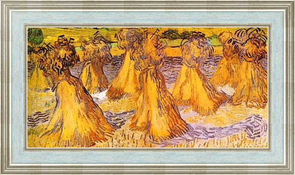 Постер Поле с пшеничными скирдами с типом исполнения На холсте в раме в багетной раме NA053.0.114