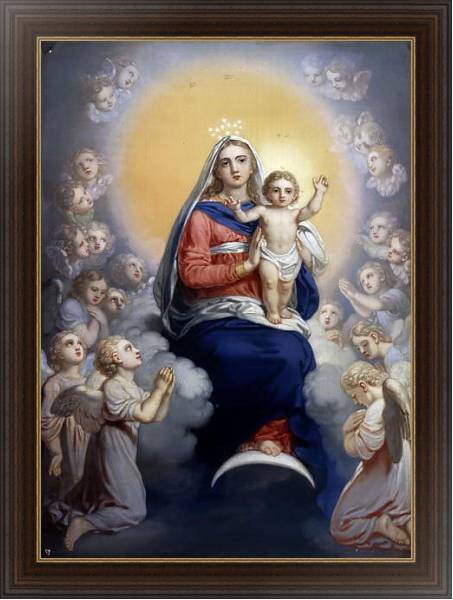 Постер Богоматерь с младенцем в сонме ангелов с типом исполнения На холсте в раме в багетной раме 1.023.151