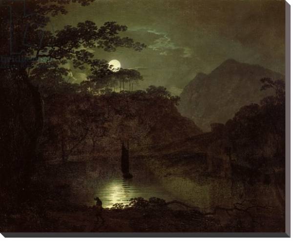 Постер A Lake by Moonlight, c.1780-82 с типом исполнения На холсте без рамы