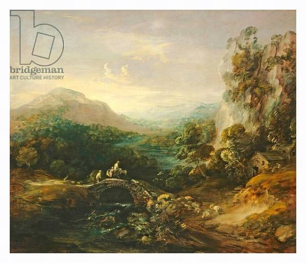 Постер Mountain landscape with bridge, c.1783-1784 с типом исполнения На холсте в раме в багетной раме 221-03