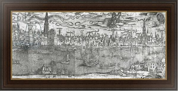 Постер View of Antwerp Harbour, detail of the right hand section, 1515-50 с типом исполнения На холсте в раме в багетной раме 1.023.151