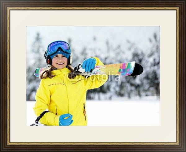 Постер Лыжница в ярком костюме с типом исполнения Под стеклом в багетной раме 1.023.036