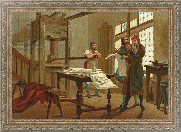 Постер Gutenberg prints the first page of the Bible с типом исполнения На холсте в раме в багетной раме 484.M48.310