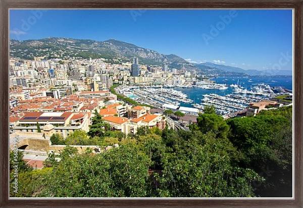 Постер Монако. Вид на бухту и и город с типом исполнения На холсте в раме в багетной раме 221-02