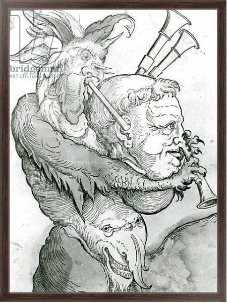 Постер Devil Playing Man's Head as Bagpipes, 1144 с типом исполнения На холсте в раме в багетной раме 221-02