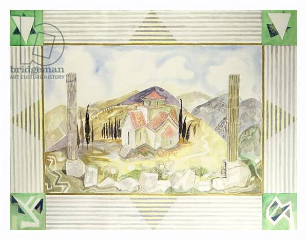 Постер Temple in Hosios Lukas Country from the Greek Experience Series, 1989 с типом исполнения На холсте в раме в багетной раме 221-03