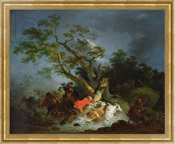 Постер Travellers Caught in a Storm, c.1770 с типом исполнения На холсте в раме в багетной раме NA033.1.051