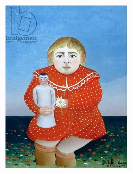 Постер The girl with a doll, c.1892 or c.1904-05 с типом исполнения На холсте в раме в багетной раме 221-03