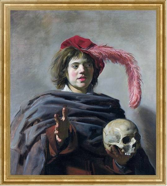 Постер Молодой человек с черепом с типом исполнения На холсте в раме в багетной раме NA033.1.051