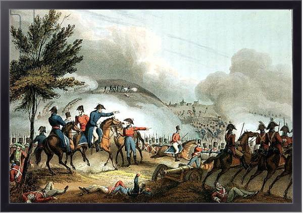 Постер Battle of Salamanca, 22nd July 1812, etched by J. Clarke, coloured by M. Dubourg с типом исполнения На холсте в раме в багетной раме 221-01