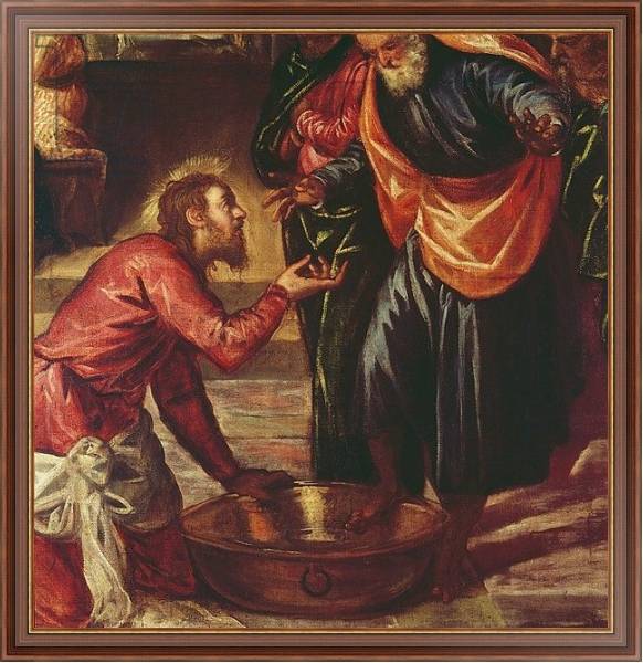 Постер Christ Washing the Feet of the Disciples с типом исполнения На холсте в раме в багетной раме 35-M719P-83