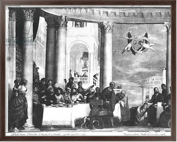 Постер The Meal at the House of Simon the Pharisee, detail of the left hand side, 1570 с типом исполнения На холсте в раме в багетной раме 221-02