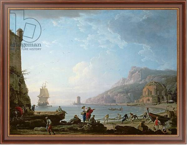 Постер Morning scene in a bay, 1752 с типом исполнения На холсте в раме в багетной раме 35-M719P-83