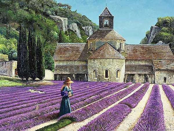 Постер Lavender Picker, Abbaye Senanque, Provence с типом исполнения На холсте без рамы