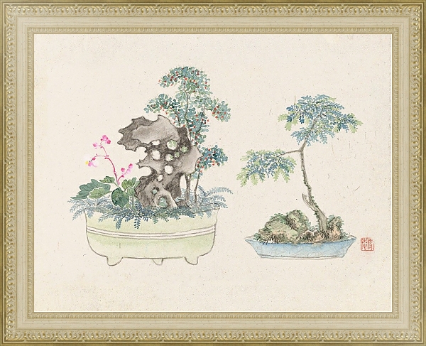 Постер Bonsai kabenzu, Pl.16 с типом исполнения Акварель в раме в багетной раме 484.M48.725