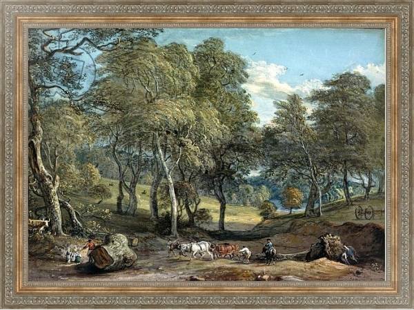 Постер Windsor Forest with Oxen Drawing Timber, 1798 с типом исполнения На холсте в раме в багетной раме 484.M48.310
