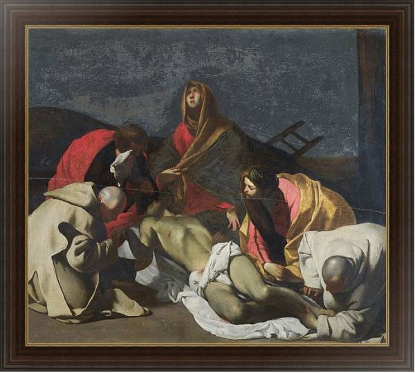 Постер Монахи и женщины молятся над мертвым Христом с типом исполнения На холсте в раме в багетной раме 1.023.151
