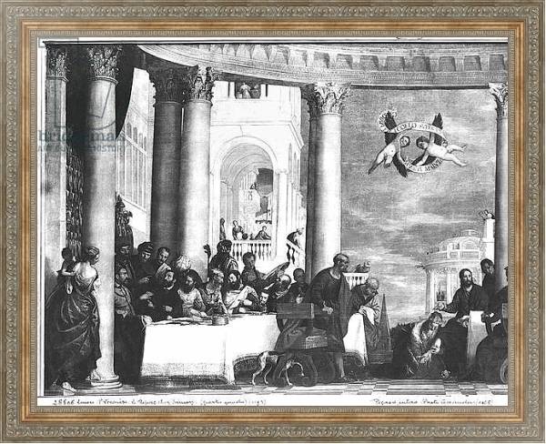 Постер The Meal at the House of Simon the Pharisee, detail of the left hand side, 1570 с типом исполнения На холсте в раме в багетной раме 484.M48.310