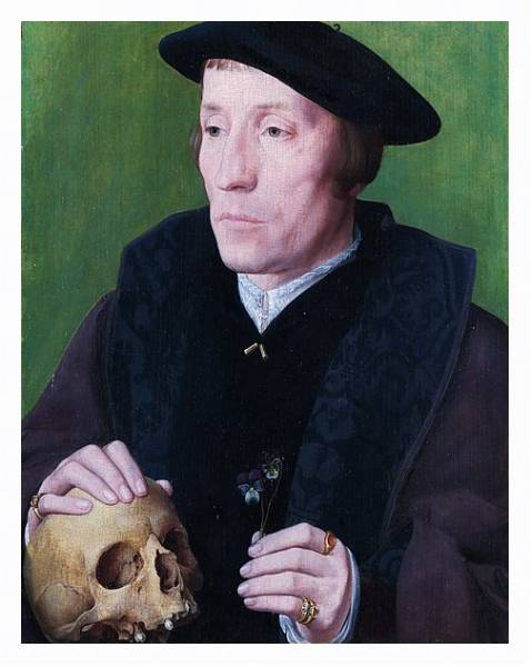 Постер Мужчина с фиалкой и черепом с типом исполнения На холсте в раме в багетной раме 221-03
