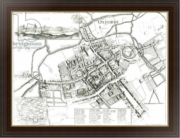 Постер Map of Oxford, 1643 с типом исполнения На холсте в раме в багетной раме 1.023.151