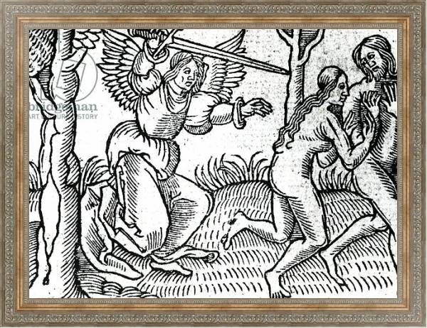 Постер The Expulsion from the Garden of Eden, illustration from Cranmer's Bible, 1540 с типом исполнения На холсте в раме в багетной раме 484.M48.310