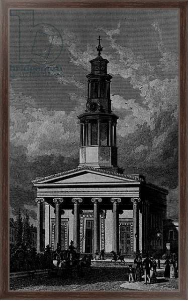 Постер St. Pancrass Church, West Front, engraved by James Tingle 1827 с типом исполнения На холсте в раме в багетной раме 221-02