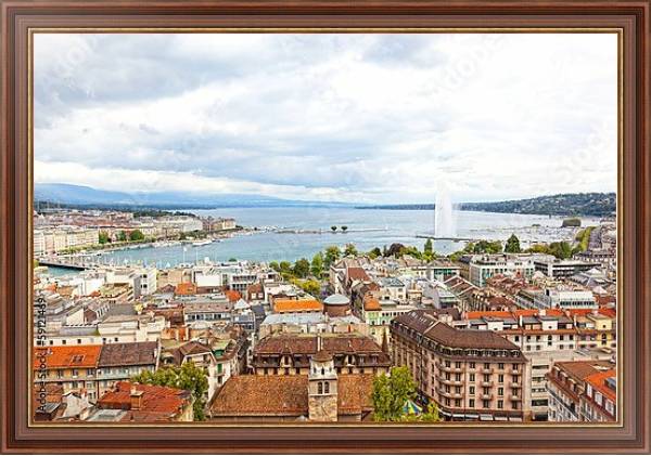 Постер Швейцария, Женева. Вид с птичьего полета с типом исполнения На холсте в раме в багетной раме 35-M719P-83