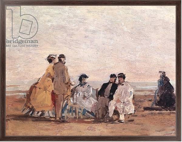 Постер On the Beach at Trouville, c.1865 с типом исполнения На холсте в раме в багетной раме 221-02