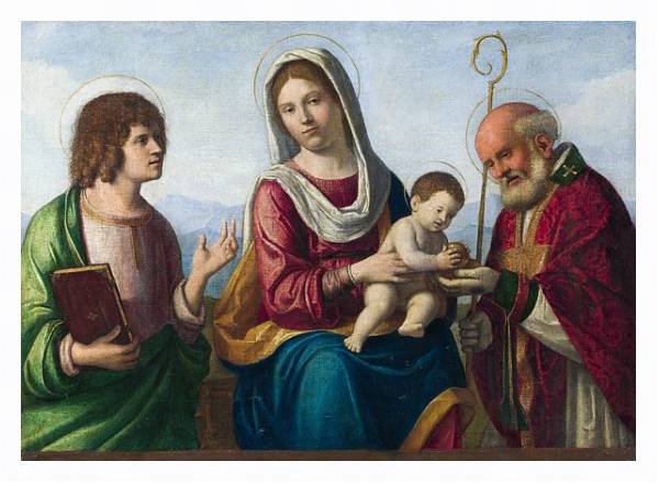 Постер Дева Мария с младенцем со Святыми с типом исполнения На холсте в раме в багетной раме 221-03