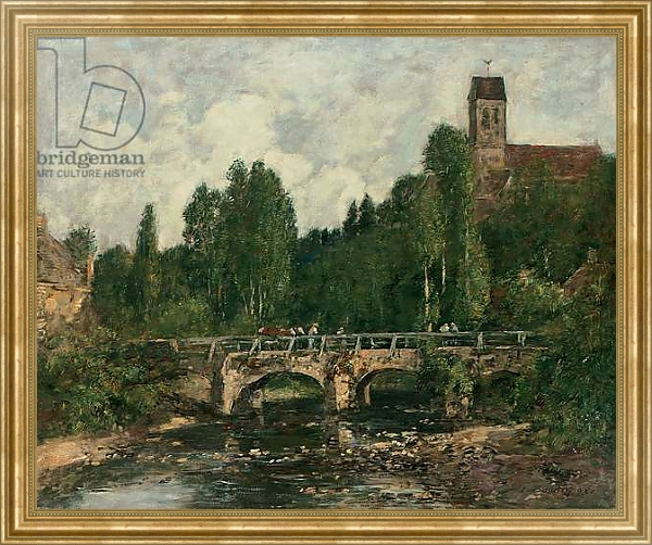 Постер Saint-Cenery, the Church and the Bridge, 1892 с типом исполнения На холсте в раме в багетной раме NA033.1.051