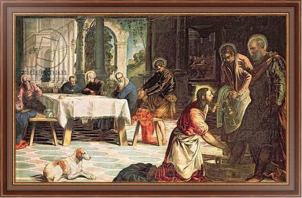 Постер Christ Washing the Feet of the Disciples, detail of the right hand side, c.1547 с типом исполнения На холсте в раме в багетной раме 35-M719P-83