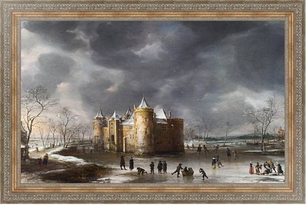 Постер Замок в Мейдене зимой с типом исполнения На холсте в раме в багетной раме 484.M48.310
