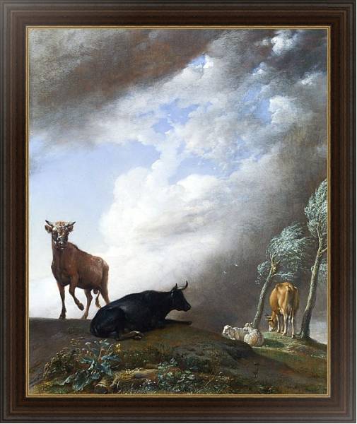 Постер Скот и овцы в шторм с типом исполнения На холсте в раме в багетной раме 1.023.151