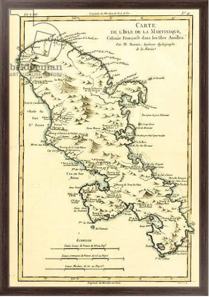 Постер The Island of Martinique, 1780 с типом исполнения На холсте в раме в багетной раме 221-02