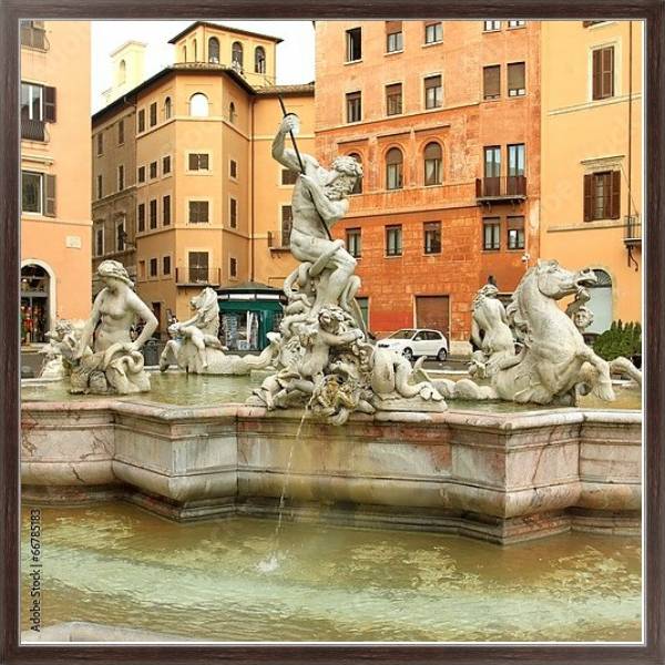 Постер Италия. Римский фонтан с типом исполнения На холсте в раме в багетной раме 221-02