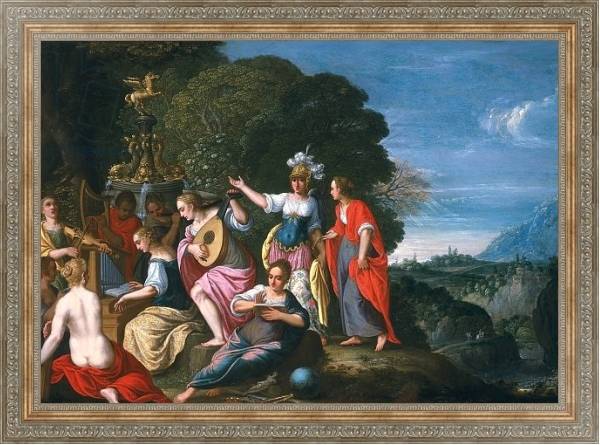 Постер Athene and the Nine Muses at the Wells of Hipokrene, 1624 с типом исполнения На холсте в раме в багетной раме 484.M48.310