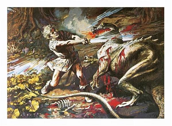Постер Sigurd slaying the dragon Fafnir с типом исполнения На холсте в раме в багетной раме 221-03
